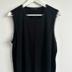 ZARA Black Mesh Tank with Solid Front Panels - Size L
